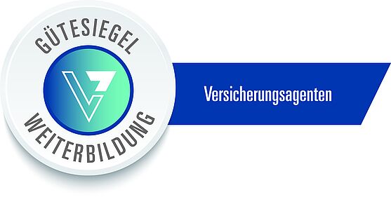 Das Logo zum Gütesiegel für die Weiterbildung von Versicherungsagenten