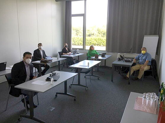 Das Team am TÜV AUSTRIA Medizinprodukte-Tag: Ing. Johann Dori, DI Michael Pölzleitner, Sabine Jansel, Mag. Marie Salin, Mag. Johann Gotthart, MBA (v.l.n.re.) <br />