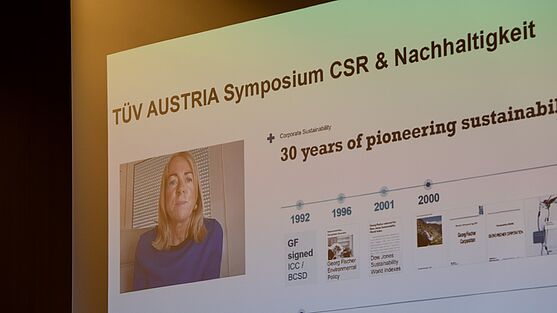 Lindsay Zingg hielt via Live-Zuschaltung den Vortrag "Corporate Sustainability Report : Going Forward"<br />