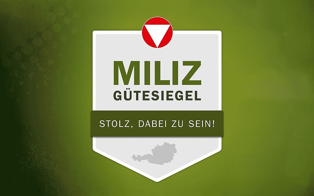 Das Miliz-Gütesiegel des Bundesministeriums für Landesverteidigung, verliehen an die TÜV AUSTRIA Akademie