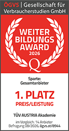 ÖGVS Siegel: 1. Platz Weiterbildungsaward Preis/Leistung